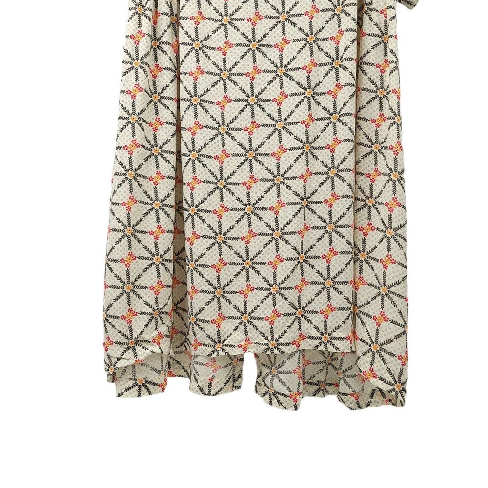 Free People Geometric Floral Tunic Trapeze Dress S High Low White Orange Boho - Picture 9 of 16